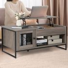 GOPLUS Table Basse à Plateau Relevable Table de Salon avec Tiroir Rangement Caché Charge Maxi. 60KG, 104X55X58CM, Gris