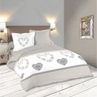LOVELY CASA Housse de couette - MANOIR - 240 cm - 100% coton - Beige - 2 taies d'oreiller 63x63 cm
