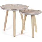JUJOYBD Lot de 2 tables basses rondes eois - Petit trépied - Table d'appoint pour salon, chambre à coucher, balcon - Hauteur : 3147