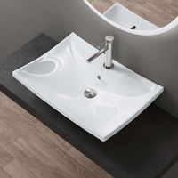 Lavabo vasque à poser ou à monter au mur évier suspendu design Bruxelles709 60,5x44x18cm