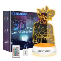 KENLUMO Lampe de nuit Dragon Ball Super DBZ Lampe de chevet LED télécommande Touchez pour changer de couleur 16 couleurs Prise USB
