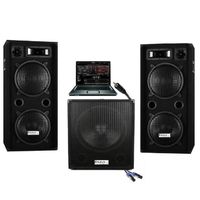 SONO DJ PACK SPORT 2800W CUBE 1512 avec CAISSON Amplifiée + ENCENTES + CABLES HP et PC LED PA DJ LED LIGHT SOUND JEUXFITNESS