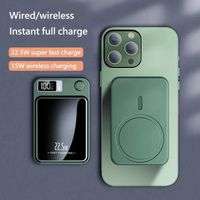 Chargeur Portable magnétique sans fil 10000mAh 22.5W, chargeur rapide sans fil 15W,affichage de la batterie-VERT