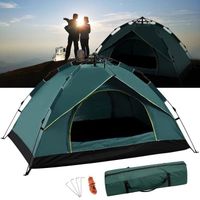 Tente de camping extérieure, protection contre soleil, alpinisme plein air, adaptée pour 2 ou 3 personnes, vert foncé