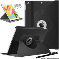 Housse Etui Noir pour Apple iPad 10.2 2020 Coque avec Support Rotatif 360° avec stylet Toproduits®