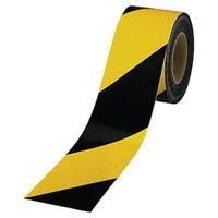 Rubalise (lot de 6) jaune et noir 50 mm x 500 m - Ruban de signalisation de chantier, travaux, balisage - périmètre de sécurité -