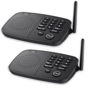 INTERPHONE - VISIOPHONE Interphone sans fil -HOSMART- 10 Canaux - Appel de groupe - Surveillance audio - Pour domicile et lieu de travail (pack de 2)