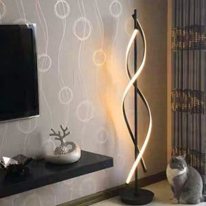 LAMPADAIRE Lampadaire LED Dimmable Spirale en métal Créatif Lampe de salon chambre Lumière Décoration Intérieur Design Moderne Noir