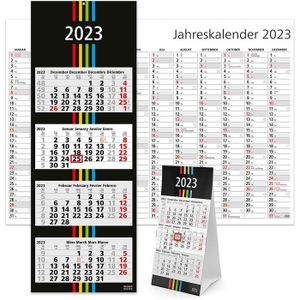 Exacompta - Calendrier Multicolore 55 x 40,5 cm Septembre 2023 à Décembre  2024 - Multicolore