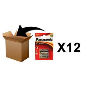 PILES PANASONIC - Piles Alcaline Pro Power AAA-LR03 X 4 - Box 12 Pack : PILES , ML