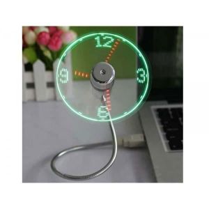 Yizhet Portable Souple USB Horloge Ventilateur avec Lumière LED Affichage Temps Réel pour PC Portable 