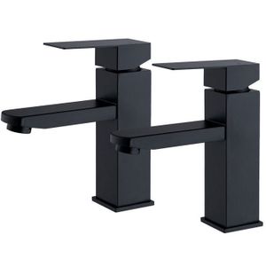 Robinet De Lavabo Salle De Bain Noir - Mitigeur Avec Bonde Pop-Up Incluse - Design Moderne - EISL Claudio