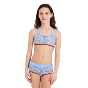 Maillot De Bain 2 Pièces Fille Enfant Shorty Tankini Imprimé 4-16 Ans - Crop Top Et Short Plage