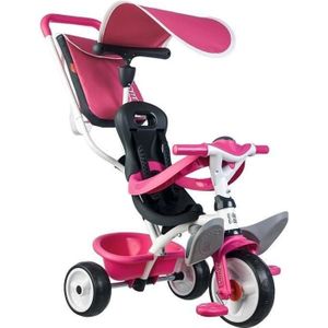 Tricycle Tricycle évolutif SMOBY Baby Balade Rose - Roues silencieuses et canne parentale réglable - Garantie 3 ans