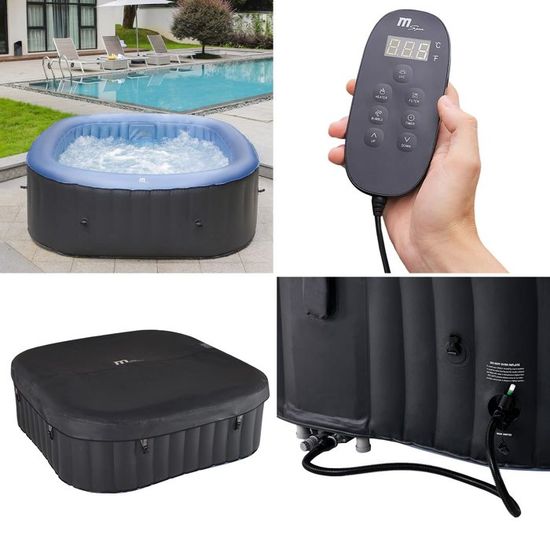 Spa Gonflable Carré MSPA Lite 185 Cm - 6 Places - Chauffant, 132 Jets - Pour Intérieur Et Extérieur - 5