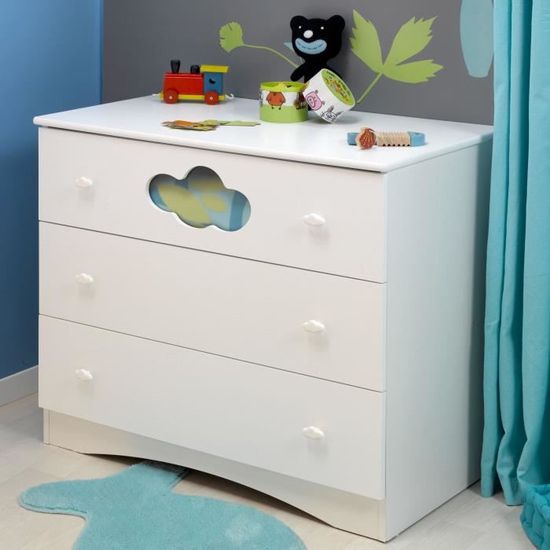 Cloud Commode Blanche 3 Tiroirs Pour Chambre D Enfant Achat