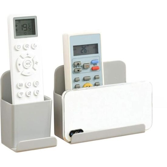 Range Télécommande Mural Auto-adhésif – Avec Port De Recharge USB – Blanc – Petit Rangement Multifonction Pour Téléphone, Lunettes, Stylos