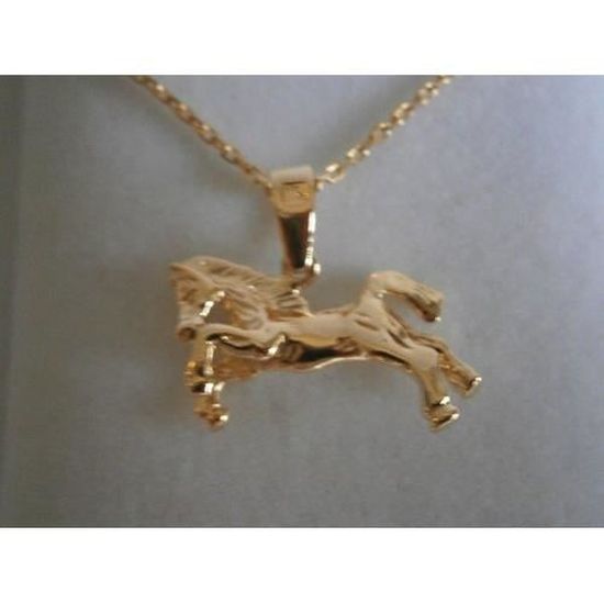 Bijoux Unisexe Pendentif Tête de Cheval 20mm Plaqué Vermeil et Laminé Or 18K