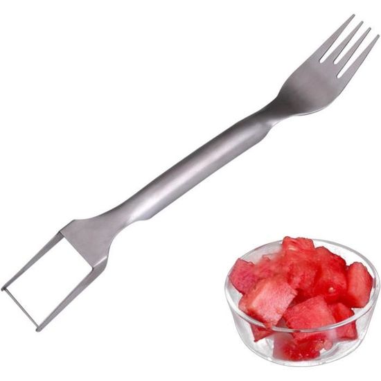 Coupe-pastèque 3 En 1, Outil De Coupe De Fruits En Acier Inoxydable Amélioré 2024 Avec Fourchette, Coupe Et Service Rapidement De La Pastèque (2 Pièces