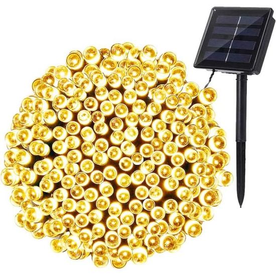 Guirlande Lumineuse Solaire Extérieure 12m 100 LED - 8 Modes, Étanche IP65 - Pour Jardin, Cour, Noël, Fête (Multicolore)