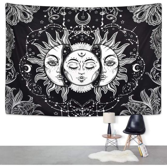 Carte du Monde Vintage Tapisserie Murale à Suspendre Mandala Bohémien Rétro Art Tissu Décoration Intérieur Tapis de yoga 150X200CM