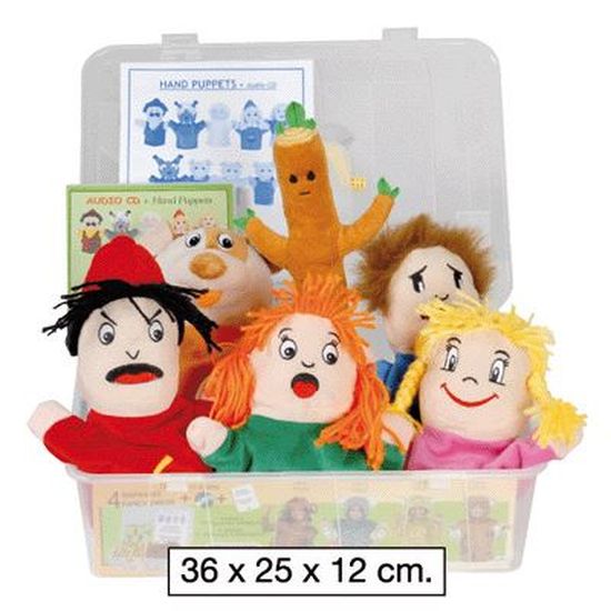 Marionnettes émotions pour enfants - Valisette avec CD audio - Gris