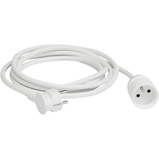 Rallonge électrique Plate – 5 Mètres, 6 A, Couleur Blanche, Sans Marque, Pour Usage Domestique