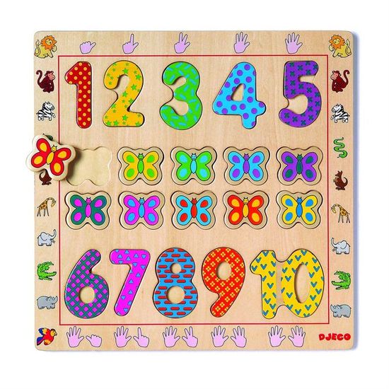 Puzzle chiffres - DJECO - Animaux - Bébé - Moins de 100 pièces - Jaune - Mixte