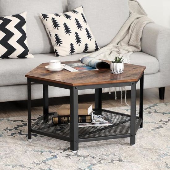 freosen table basse style industriel table d appoint table de salon table cafe avec treillis 75 75 46cm cdiscount maison