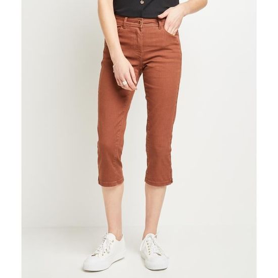 GRAIN DE MALICE Pantacourt corsaire jean femme Brown Cdiscount