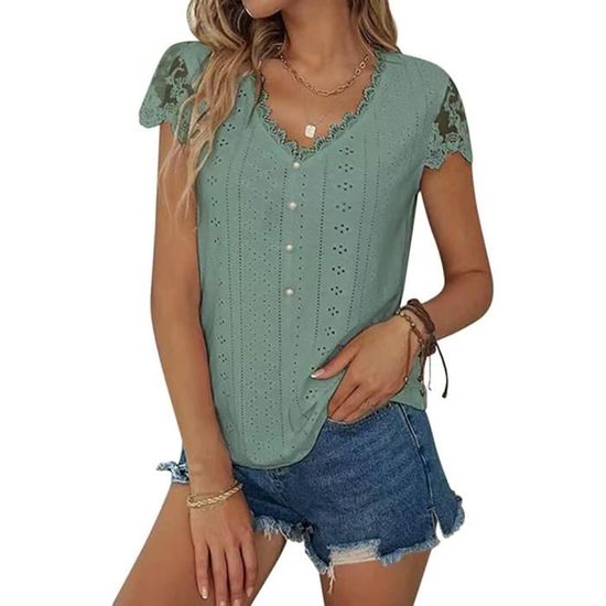 T-shirt We The Free Pour Femme - Taille L - Rose - Manches Courtes Col Rond - Décontracté