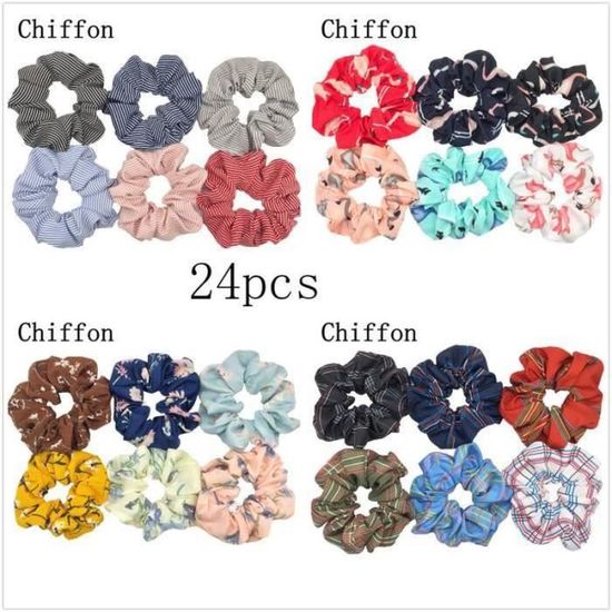 Lot De 3 Scrunchies (croquants) Cheveux En Tissu Rose, Jaune Et Bleu - Neufs Sans étiquette, Bandeaux Bobbles