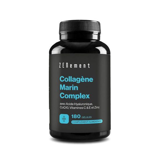Collagène + Acide Hyaluronique – 180 Gélules Peau, Cheveux, Ongles – Fabriqué En France