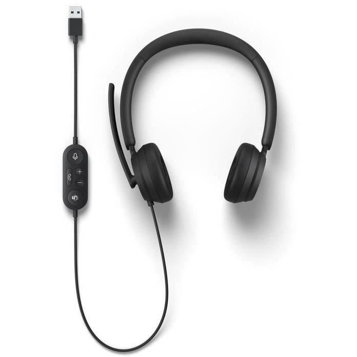 MICROSOFT Modern USB Headset - Casque filaire USB - Bouton Microsoft Teams - Noir