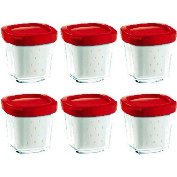 Pots Yaourt - Seb/Tefal - Multi délices - Rouge - Compatible lave-vaisselle - Lot de 6