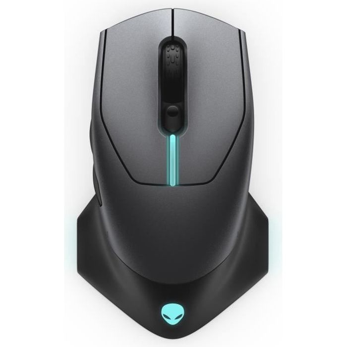 Alienware 610M Dark Side of the Moon - Souris hybride filaire et sans fil pour gamer - Droitier - Capteur optique 16000 dpi - 7