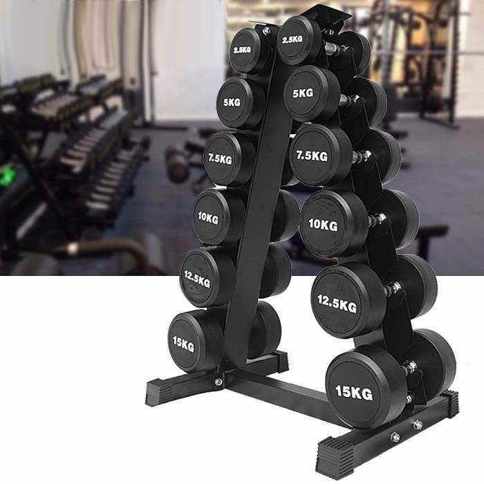 Support pour Poids Haltère à 6 Niveaux Max 200 kg Rack de Rangement pour Entraînement Musculation Fitness