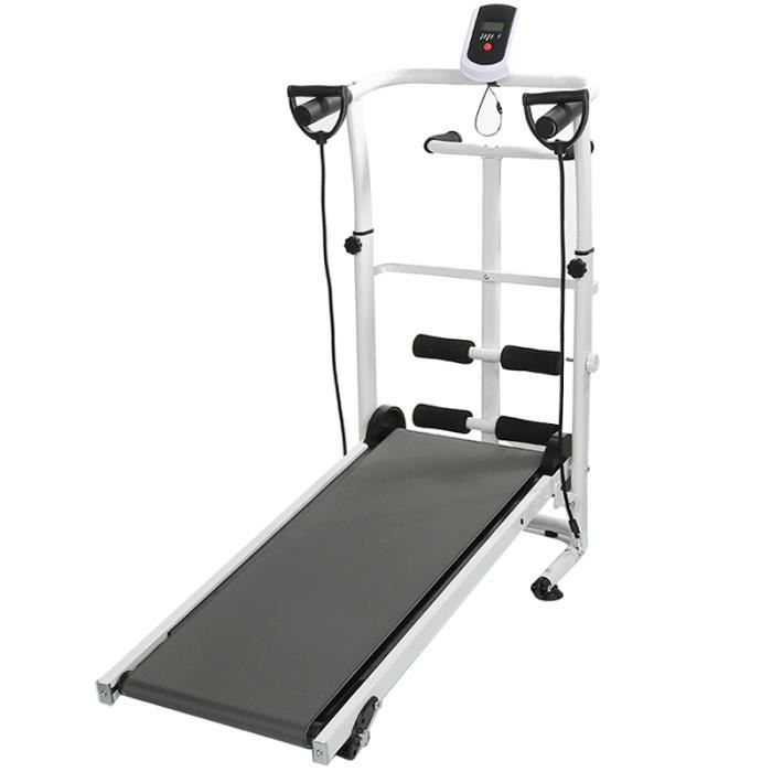 Tapis de Marche Tapis Roulant Mécanique GRIS Pliable avec LED Écran