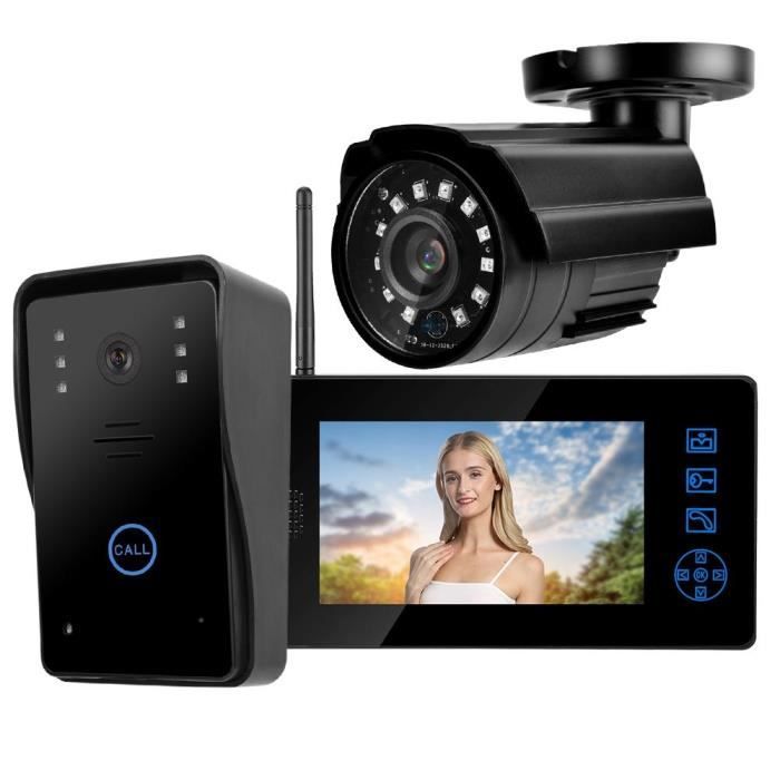 7 pouces 2.4G Interphone vidéo caméra de vidéosurveillance sans fil 110V-240V