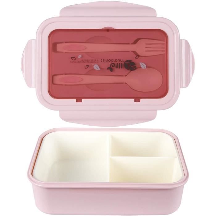 Boîte Bento Enfant & Adulte -Bento Box Lunch Box - 2 Couverts Solides - 1400ml - Hermétique - Passe Au Micro-Ondes Et Au Lave-Vaisse