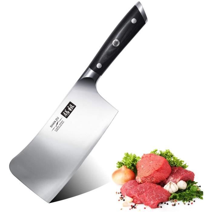 SHAN ZU Feuille de Boucher Couteau de Chef Chinois Couperet de Cuisine Acier Inoxydable - CLASSIC Series