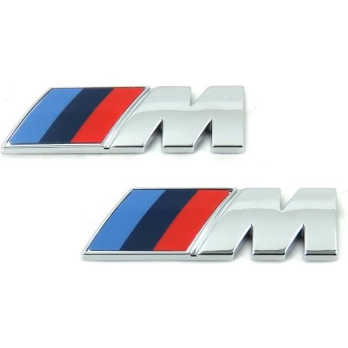 2x ///M Sport Emblème Badge Autocollant Chrome argent pour BMW Aile latérale 45mm x 15mm
