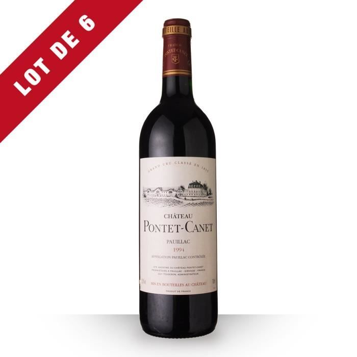 Lot de 6 - Château Pontet-Canet 1994 AOC Pauillac - 6x75cl - Vin Rouge