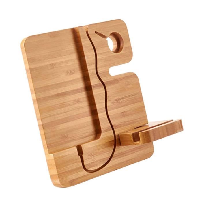 1 pc support de téléphone de bureau en bambou de charge de portable pour table à manger de FIXATION TELEPHONE - SUPPORT TELEPHONE