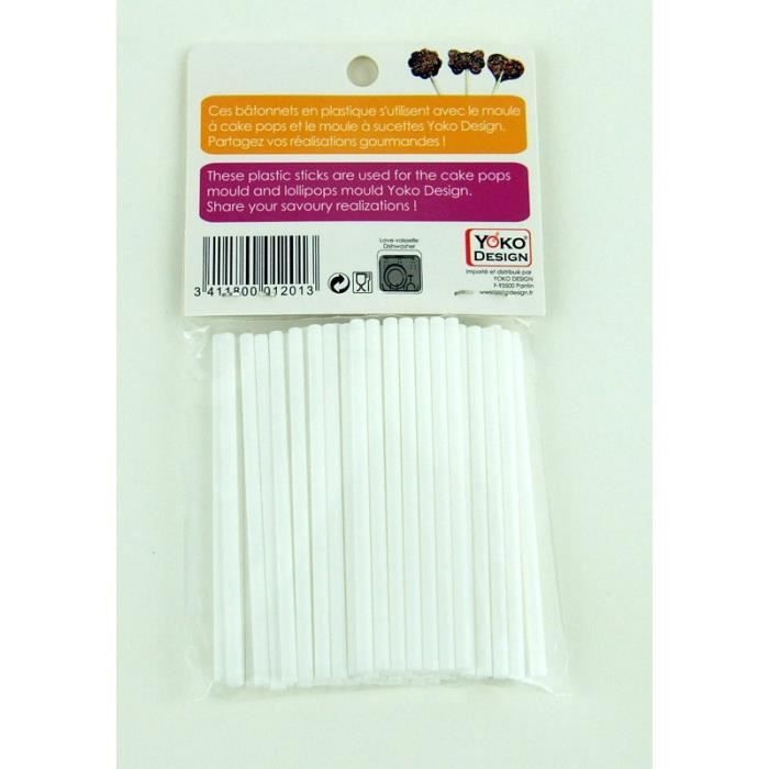 YOKO DESIGN Lot de 60 bâtonnets pour sucettes et cake pops blanc