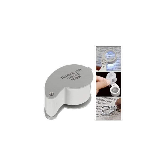Loupe Optique - Mini loupe portable avec grossissement x40 diamètre 25mm et Lampe à 6 LED