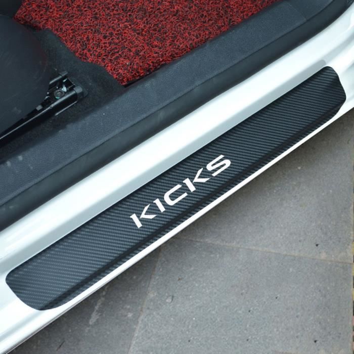 Autocollant vinyle en Fiber de carbone pour Nissan, plaque de protection de seuil de porte de voiture, silver