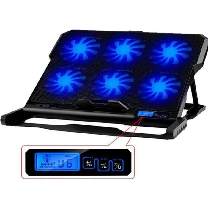 ZEESY@ Support Refroidisseur à 6 ventilateurs pour PC portable, notebook, consoles, Compatible périphérique de 9 à 17