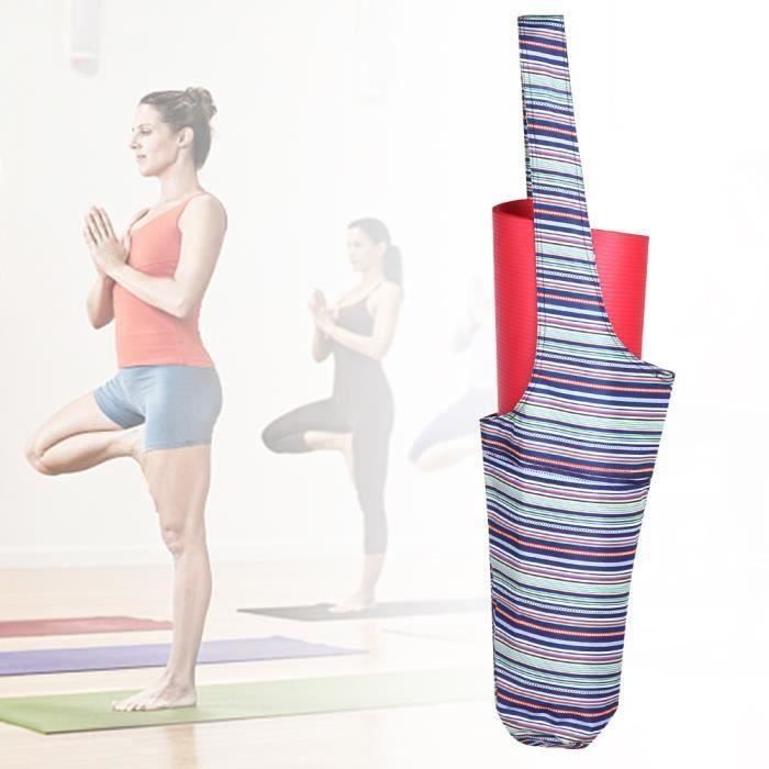 CEN Tapis de yoga portatif en plein air avec sac de transport pour tapis de fitness avec large poche latérale (bleu)