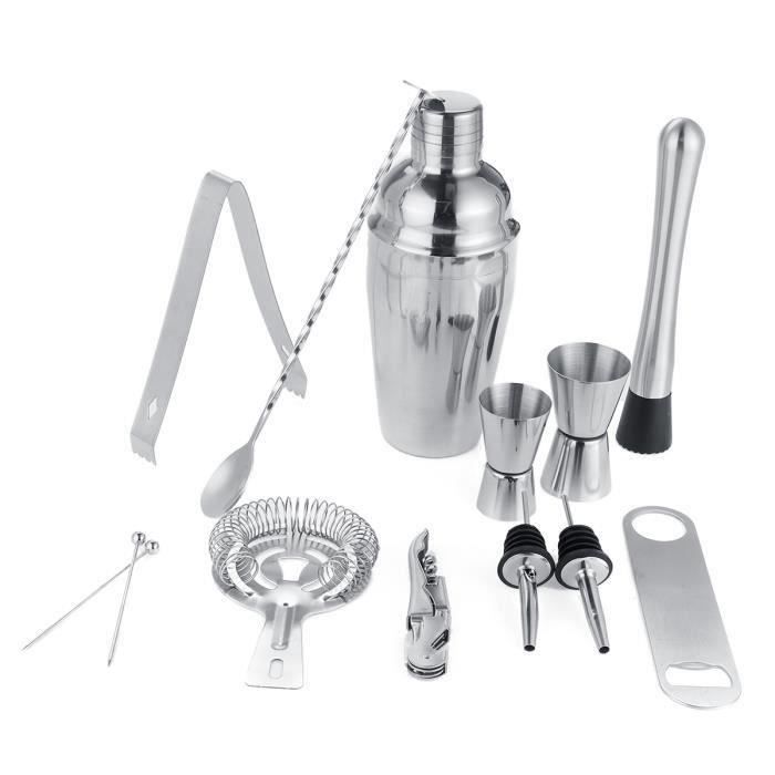 Set Cocktail Shaker Kit 13PCS 550ML Mélangeur Boisson Acier Inox Bar Bo38906